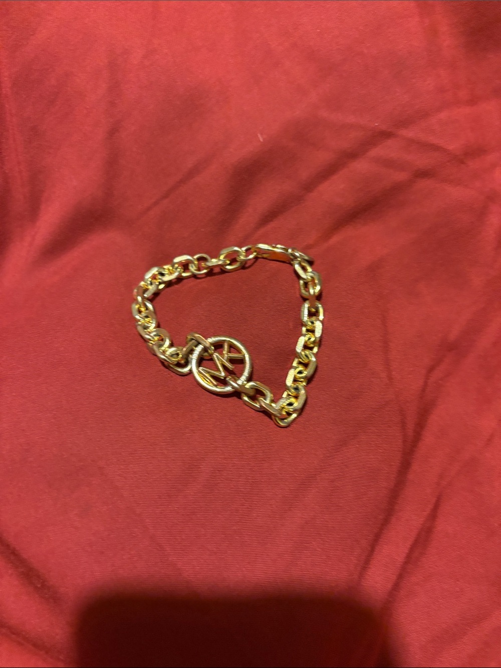 Michael Kors Gold Chain Bracelet with Logo Circle Charm